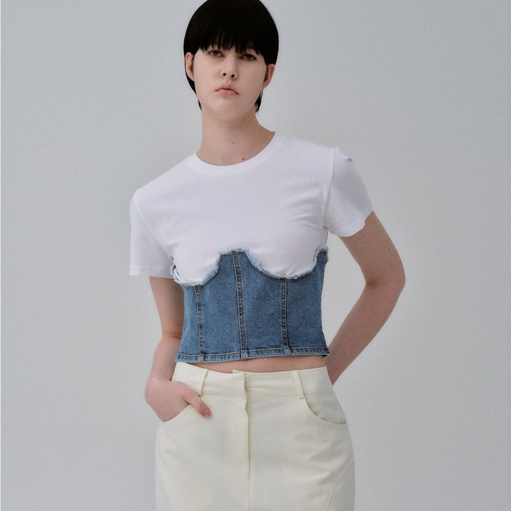 Maniere De Voir Denim Bustier T Shirt (8)
